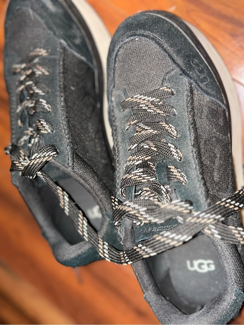 UGG Kids Black Suede & Fabric Trail Sneakers